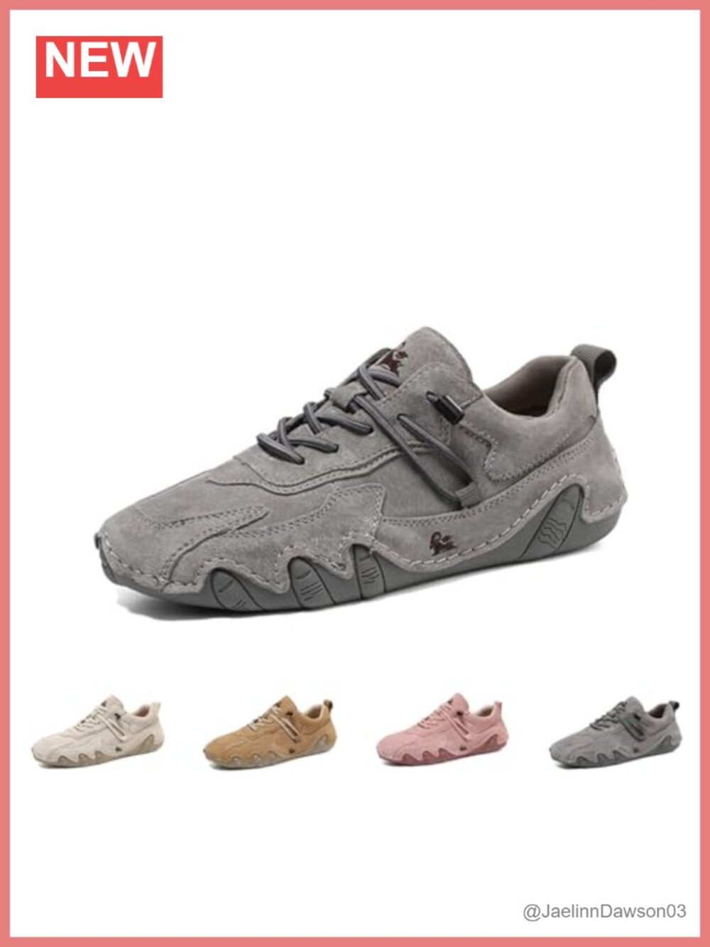 Women's Waterproof Suede Hiking Walking Shoes Retro Elastic Lace Up Hand